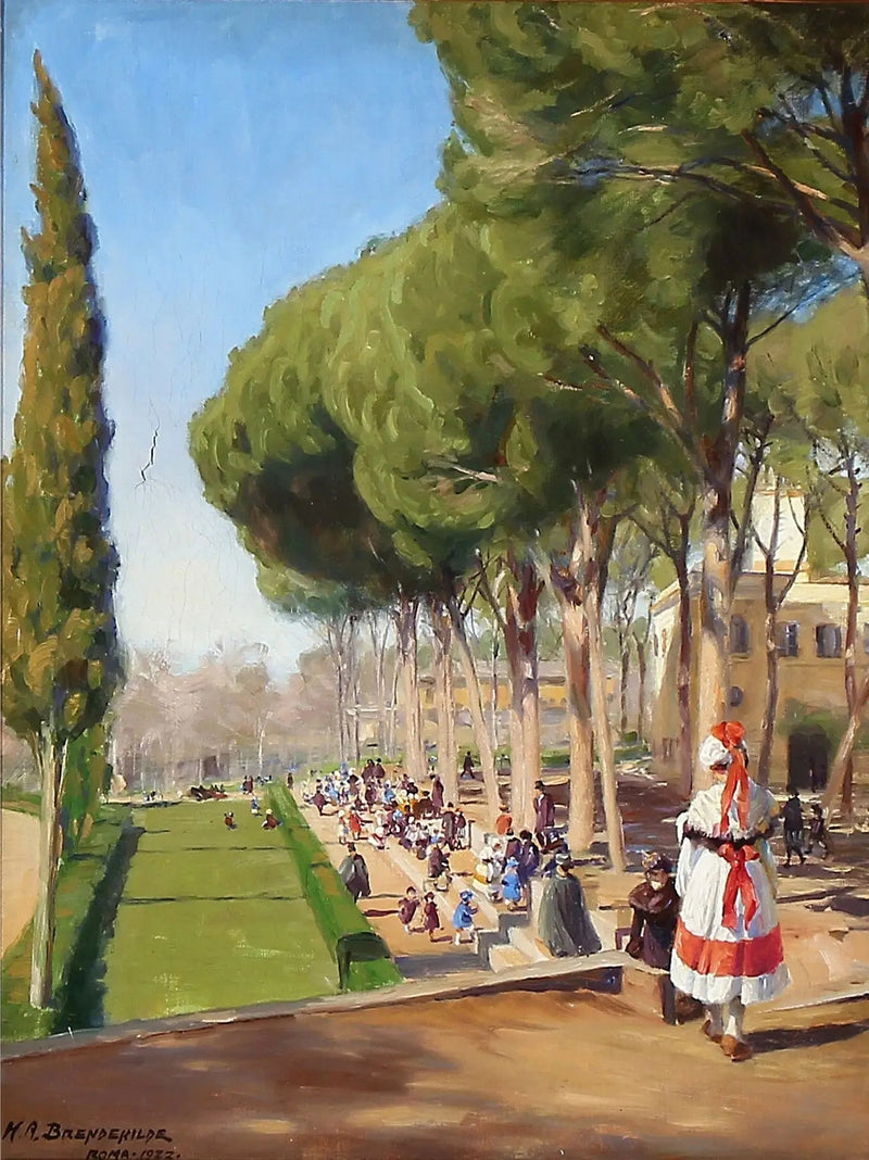 Giornata estiva a Villa Borghese a Roma - H. A. Brendekilde