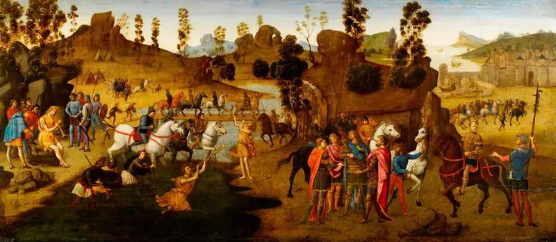 Giulio Cesare e il attraversamento del Rubicone (scena della storia di Alessandro Magno) - Domenico Ghirlandaio