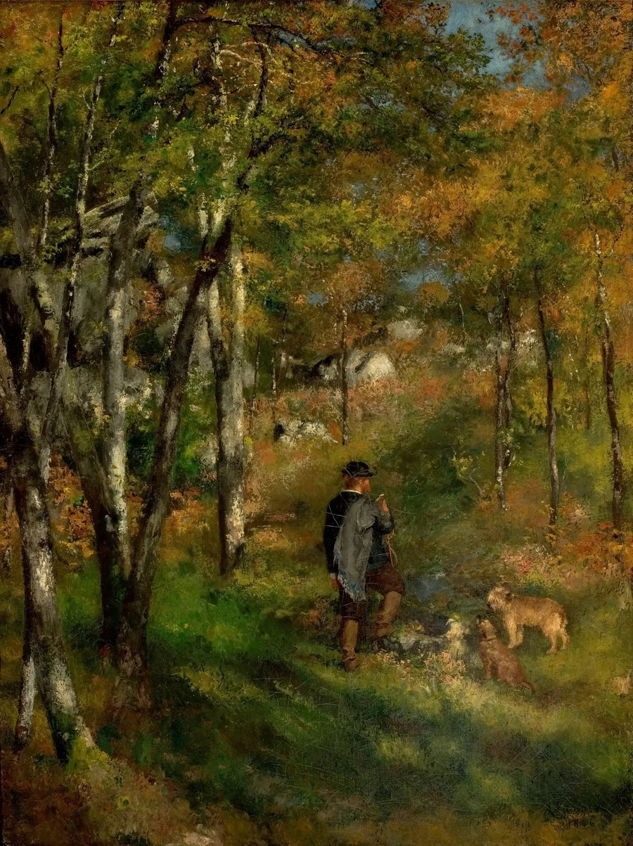 Jules le Cœur e i suoi cani nella foresta di Fontainebleau - Pierre-Auguste Renoir