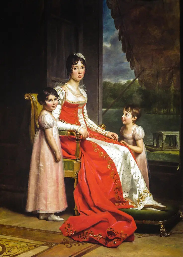 Julie Bonaparte en reine d'Espagne avec ses filles, Zénaïde et Charlotte - François Gérard image 2 tableau peint à l’huile sur toile
