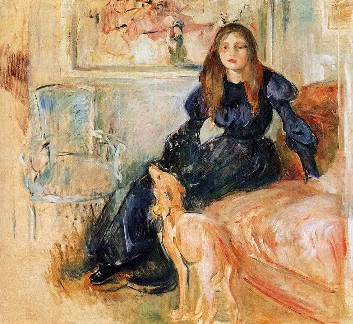 Julie Manet et sa levrette Laërte - Berthe Morisot image 1 reproduction réalisée par Alpha Reproduction