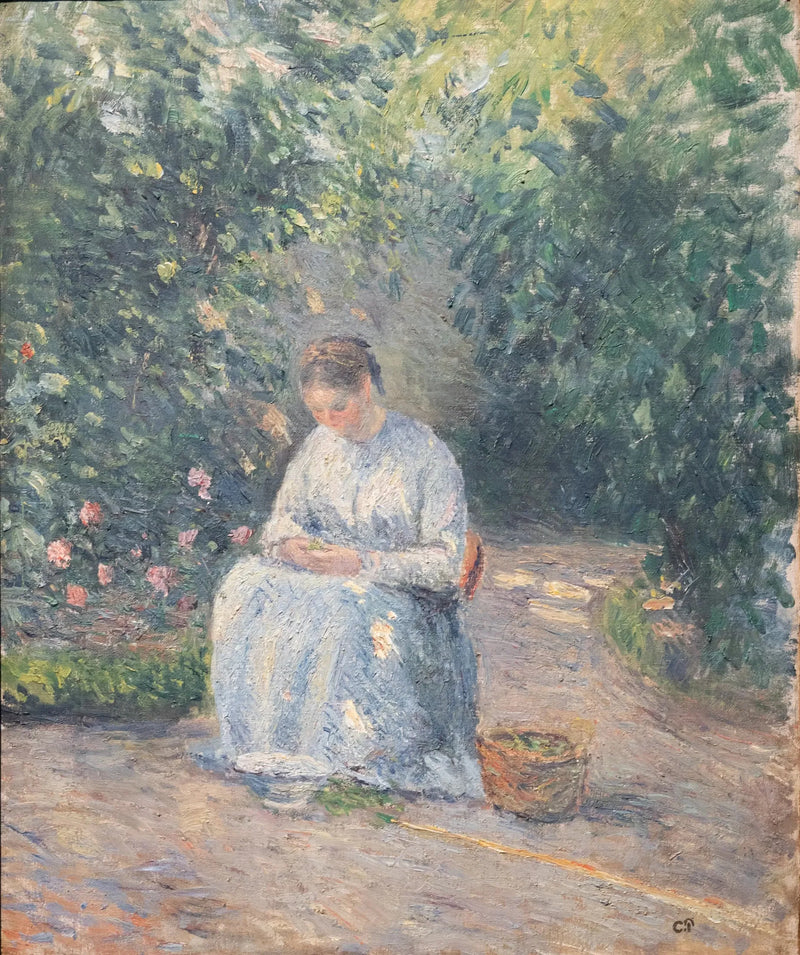 Julie Pissarro che raccoglie i piselli - Camille Pissarro