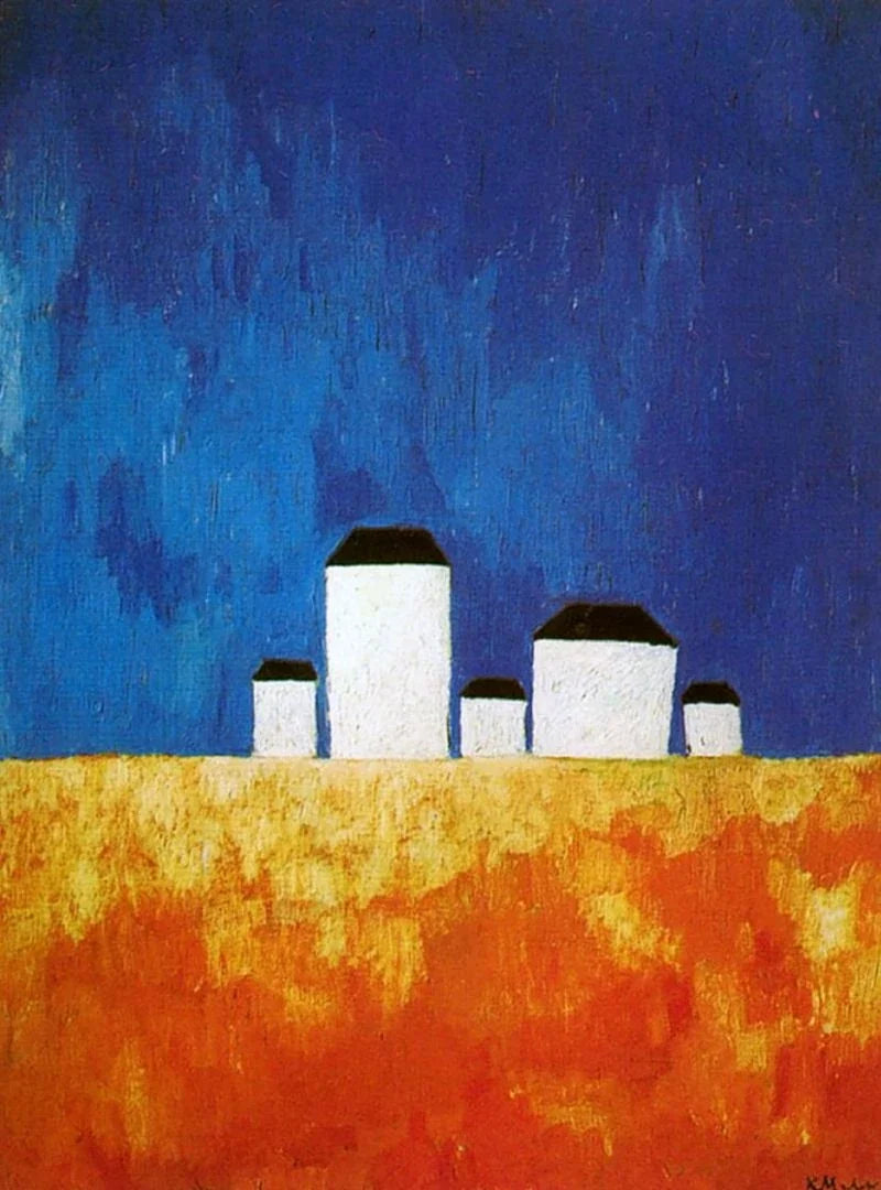 Paysage aux cinq maisons - Kazimir Malevitch