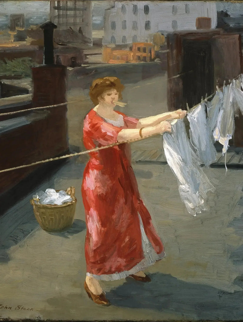 Kimono rosso sul tetto - John Sloan
