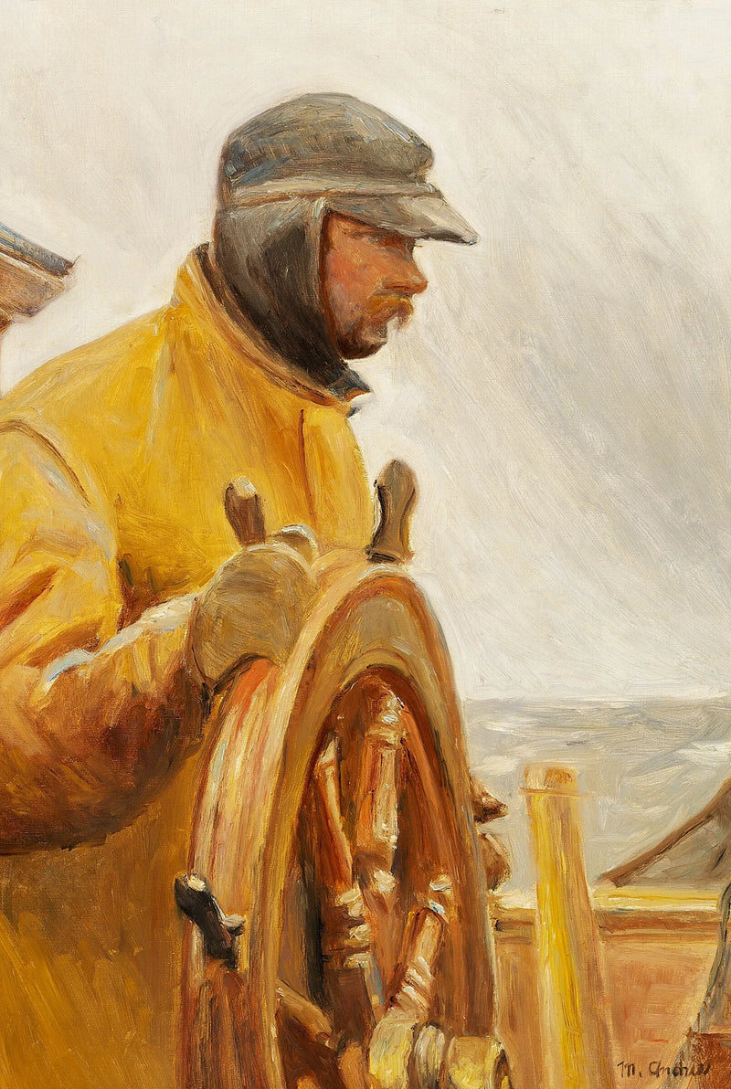 Konrad al timone. Un pescatore di Skagen guida una barca. - Michael Peter Ancher