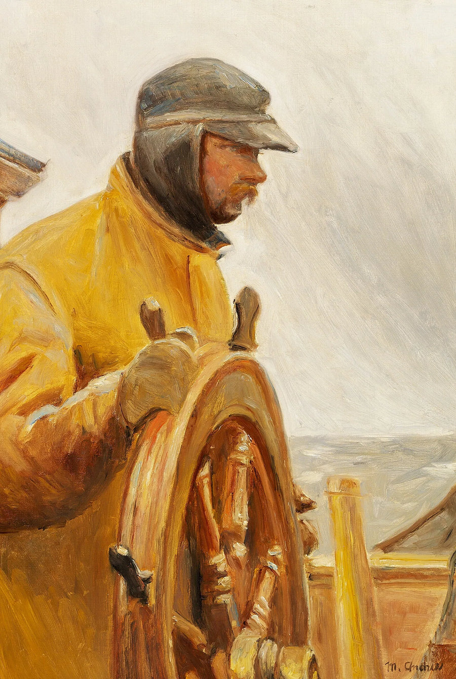 Konrad al timone. Un pescatore di Skagen guida una barca. - Michael Peter Ancher