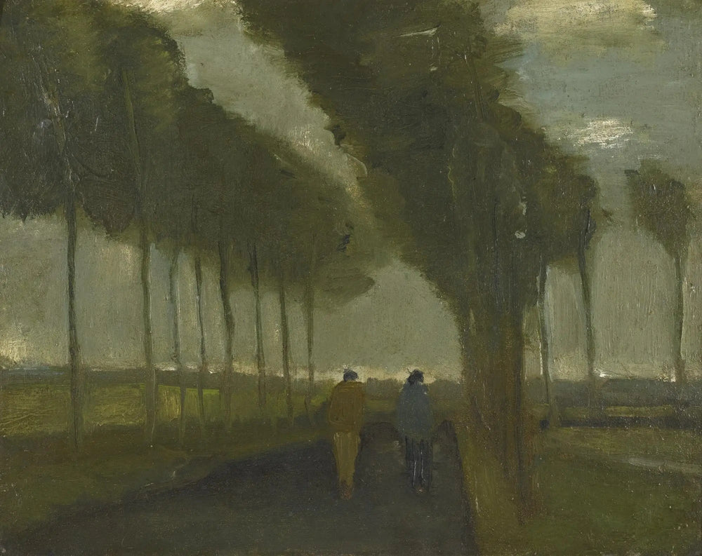 L'Allée aux deux promeneurs - Vincent van Gogh image 1 copie peinte à la main à l’huile