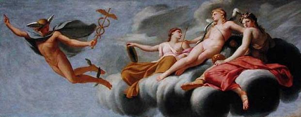 L'Amour, entouré de la Gioventù e della Bellezza, ordina a Mercurio di annunciare il suo potere all'universo - Eustache Le Sueur