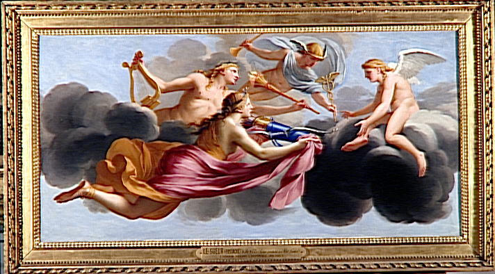 L'Amour riceve l'omaggio di Diana, di Apollo e di Mercurio - Eustache Le Sueur