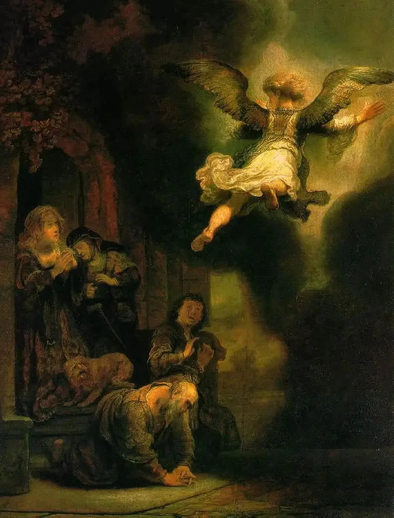 L'Arcangelo Raffaele che lascia la famiglia di Tobia - Rembrandt