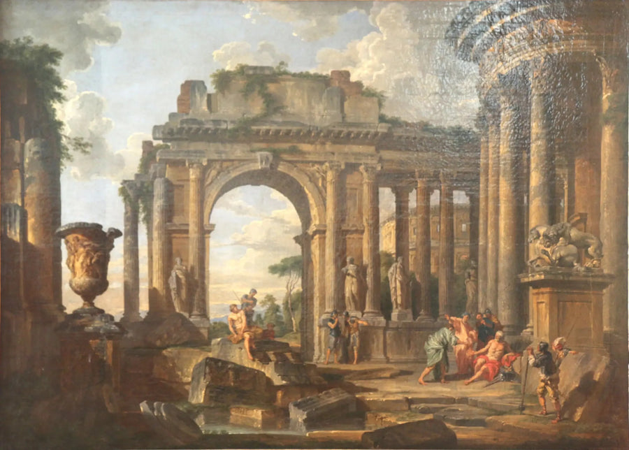 L'elemosina a Bélisaire nelle rovine - Giovanni Paolo Panini