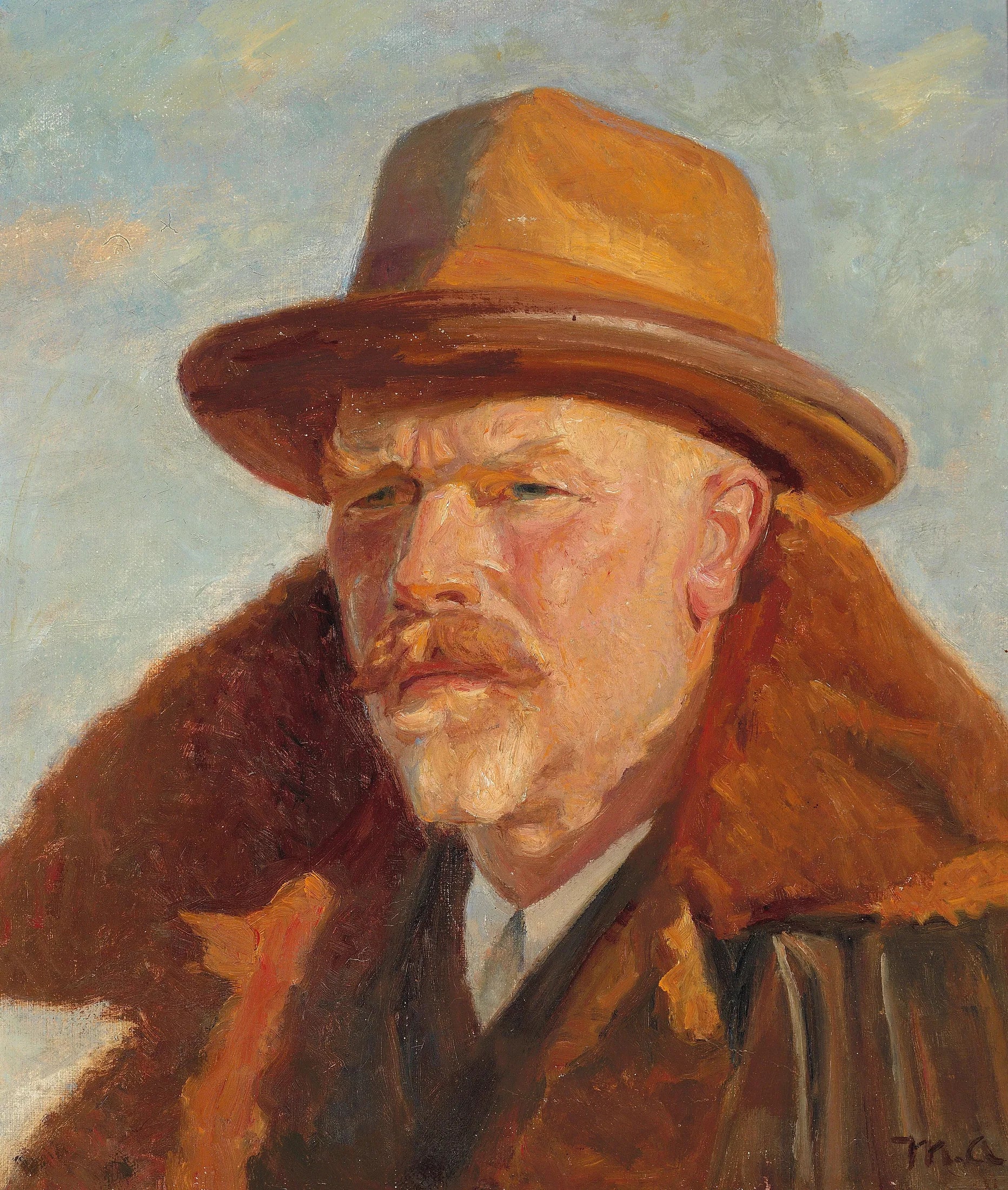 L'autoportrait de l'artiste. - Michael Peter Ancher image 1 reproduction artisanale de tableau