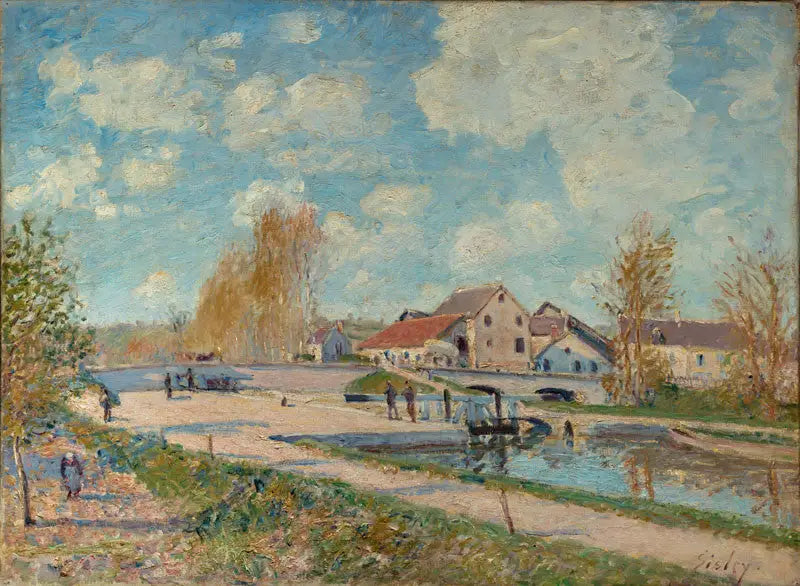 Il Bacino di Borgogna a Moret, Primavera - Alfred Sisley