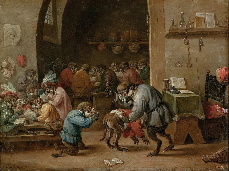 l'école des singes - David Teniers il Giovane
