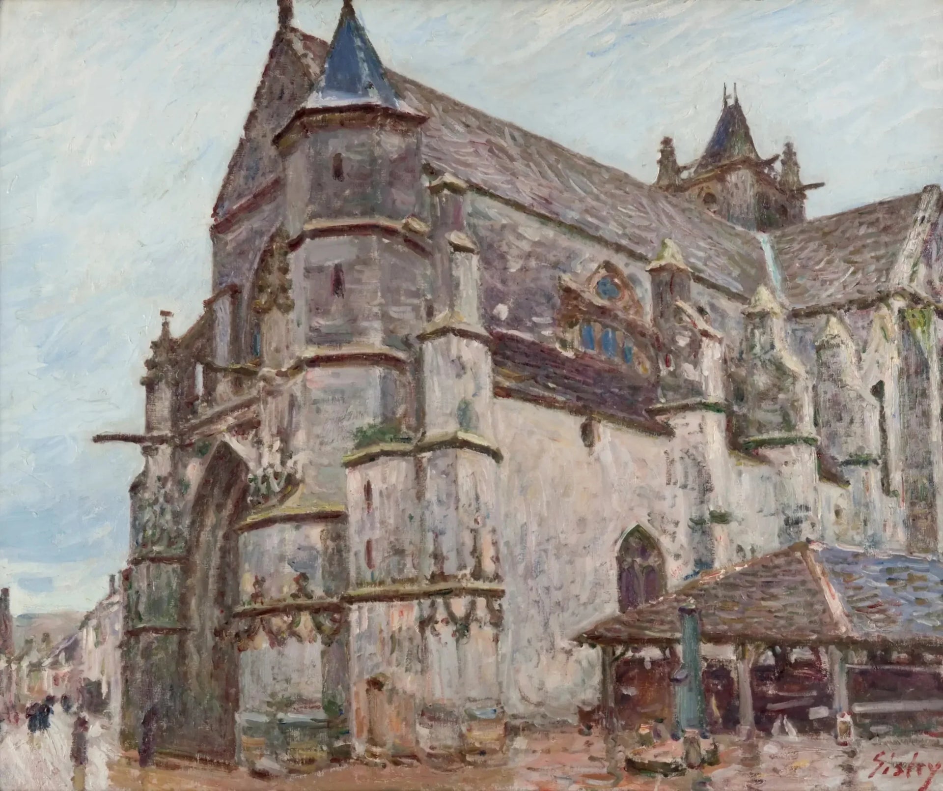 L'Église de Moret, temps pluvieux, le matin - Alfred Sisley image 1 tableau peint à l’huile sur toile
