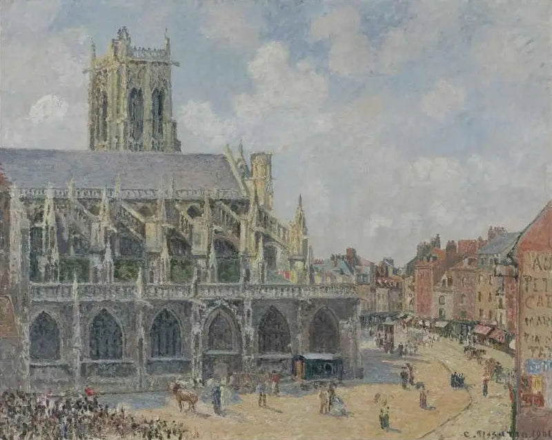 La Chiesa di San Giacomo a Dieppe, sole, mattina - Camille Pissarro