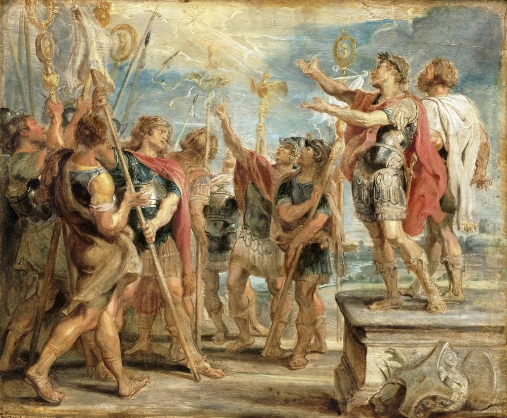 L'emblème du Christ apparaissant à Constantin - Peter Paul Rubens image 1 copie peinte à la main à l’huile