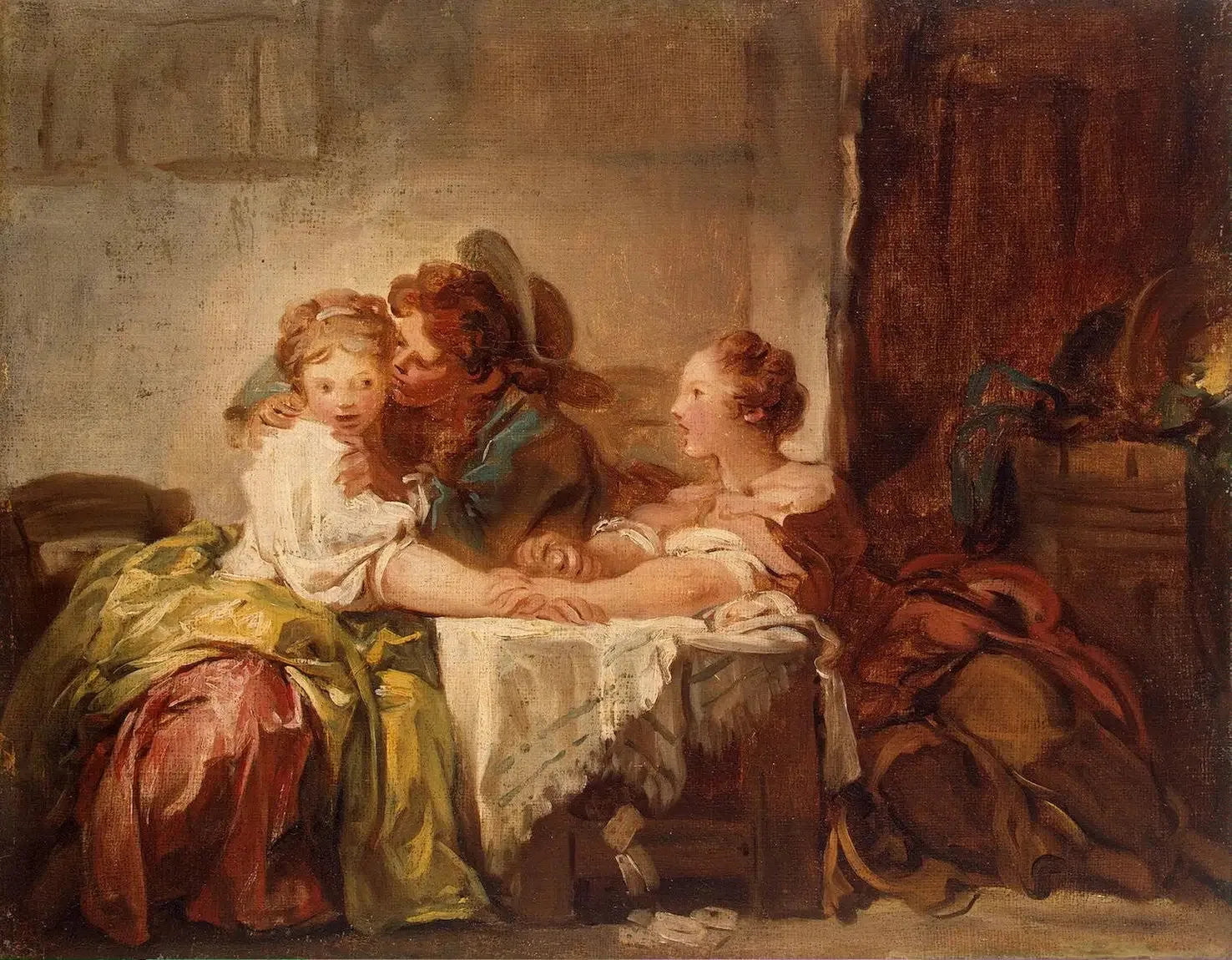 L'Enjeu perdu ou le baiser gagné - Jean-Honoré Fragonard image 2 reproduction d’œuvre d’art à l’huile
