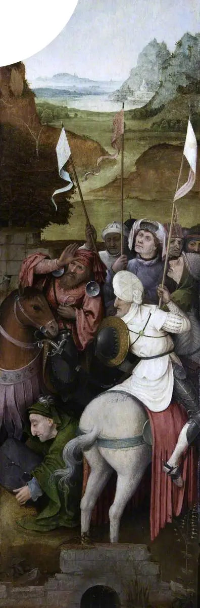 L'Escortazione a cavallo dei Re Magi (trittico, interno dell'ala destra) - Hieronymus Bosch