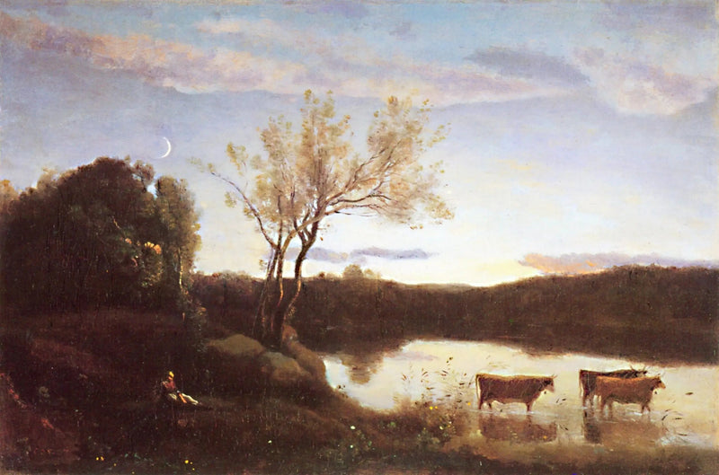 L'Étang aux trois vaches et au Croissant de Lune - Jean-Baptiste Camille Corot
