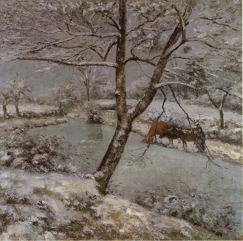 Lo stagno di Montfoucault in inverno, effetto neve - Camille Pissarro