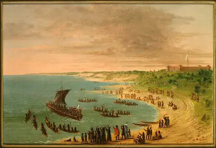La spedizione che lascia il forte Frontenac sul lago Ontario. 18 novembre 1678 - George Catlin