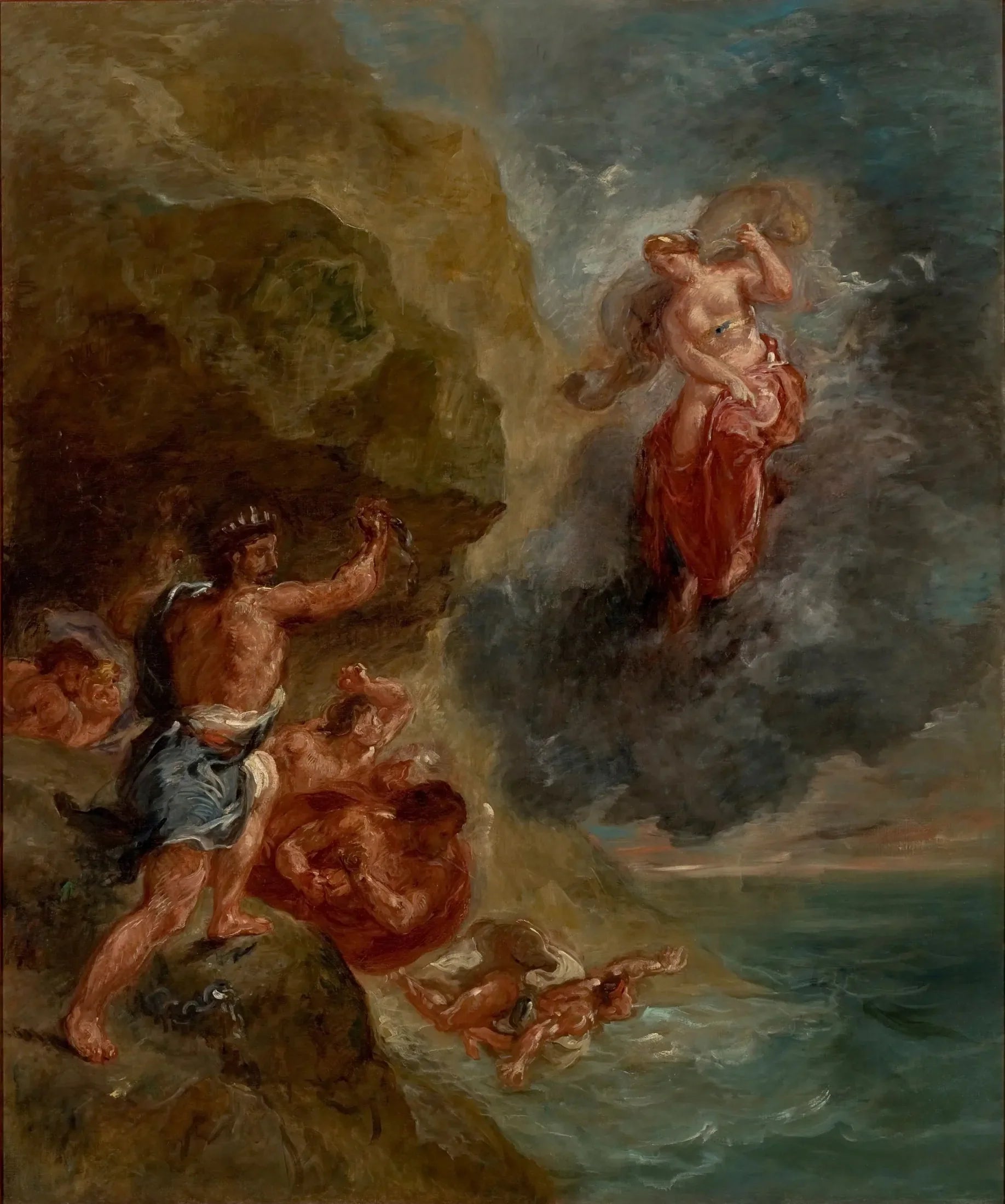 L'Hiver - Junon supplie de détruire la flotte d'Énée - Eugène Delacroix image 1 reproduction artisanale de tableau