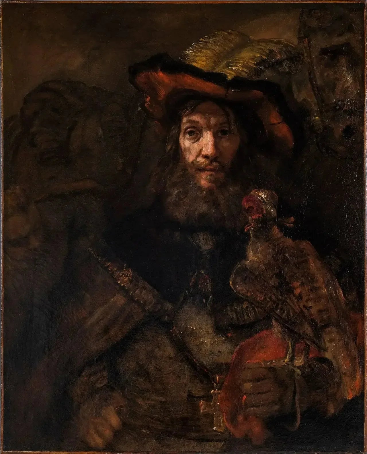L'homme au faucon (peut-être Saint Bavon) - Rembrandt image 1 tableau peint à l’huile sur toile