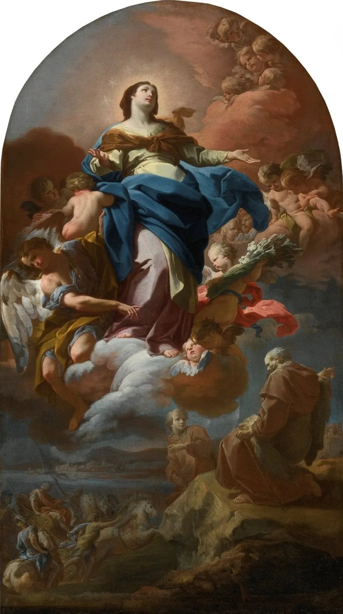 L'Immaculée Conception avec le prophète Élie - Corrado Giaquinto image 1 copie de tableau peinte à la main