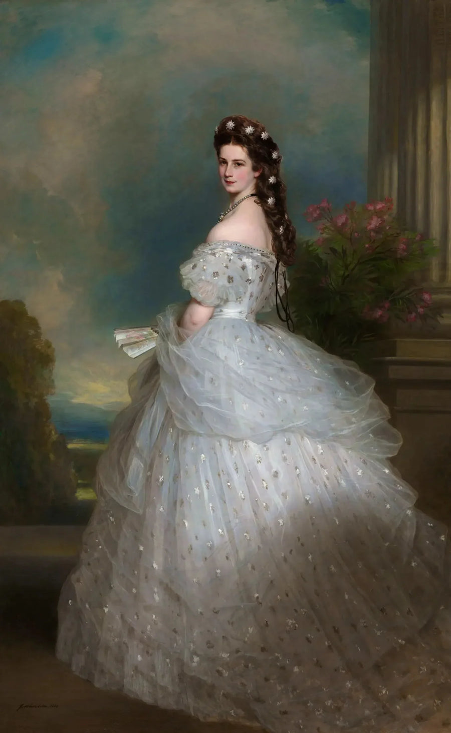 L'imperatrice Elisabeth in abito da ballo con stelle di diamanti nei capelli - Franz Xaver Winterhalter