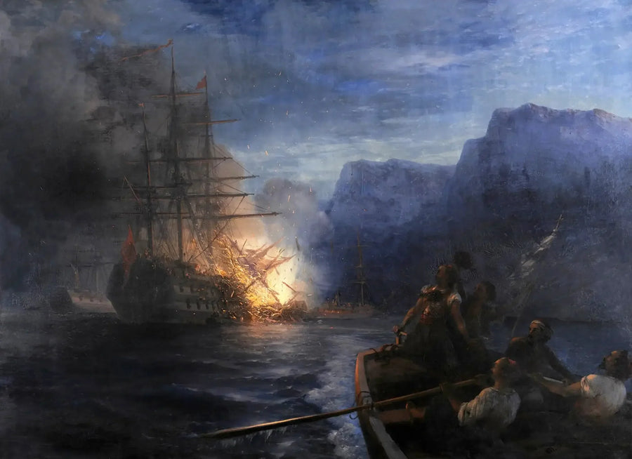 L'incendio del nave ammiraglia turca di Kanáris - Ivan Aïvazovski