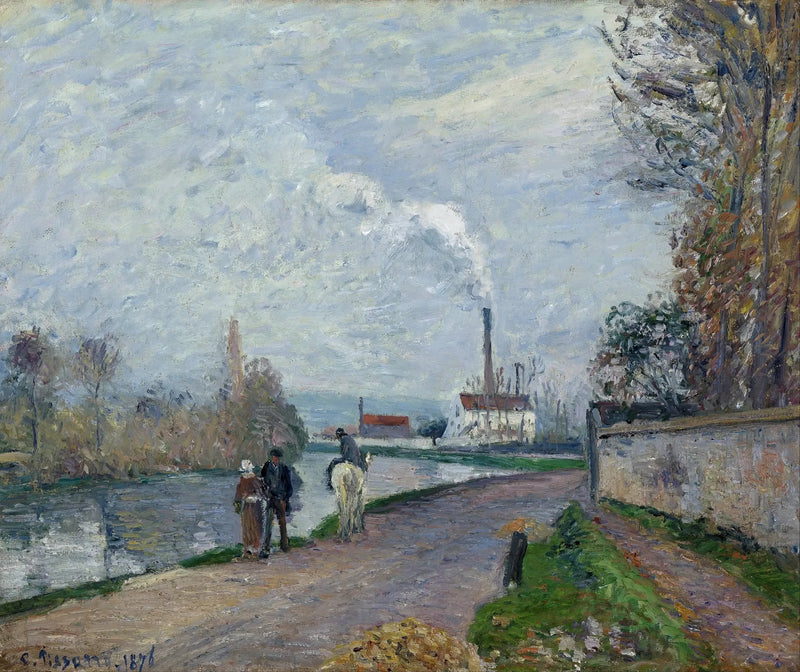 L'Oise a Pontoise, tempo grigio - Camille Pissarro