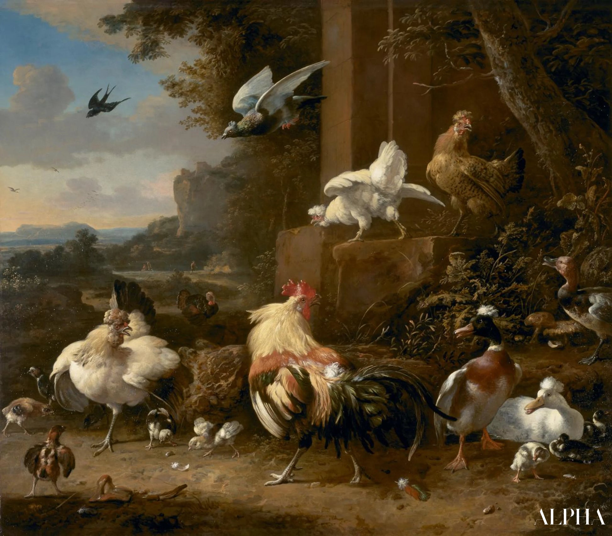 La corte - Melchior d'Hondecoeter - Riproduzioni di quadri e dipinti di alta gamma
