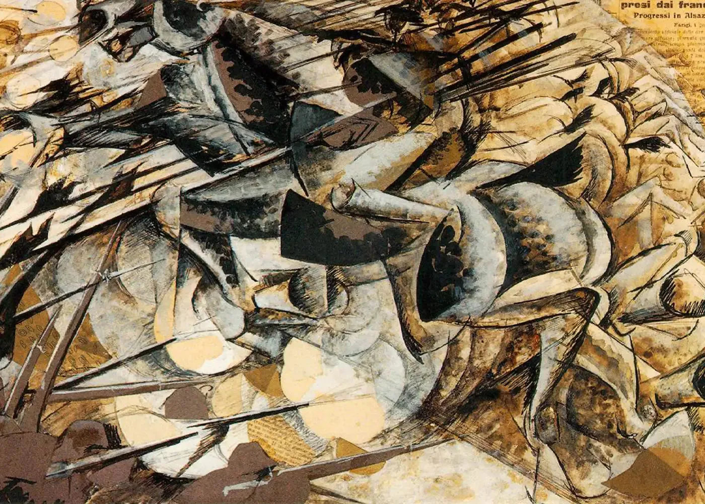 La Charge des lanciers - Umberto Boccioni image 1 reproduction artisanale de tableau