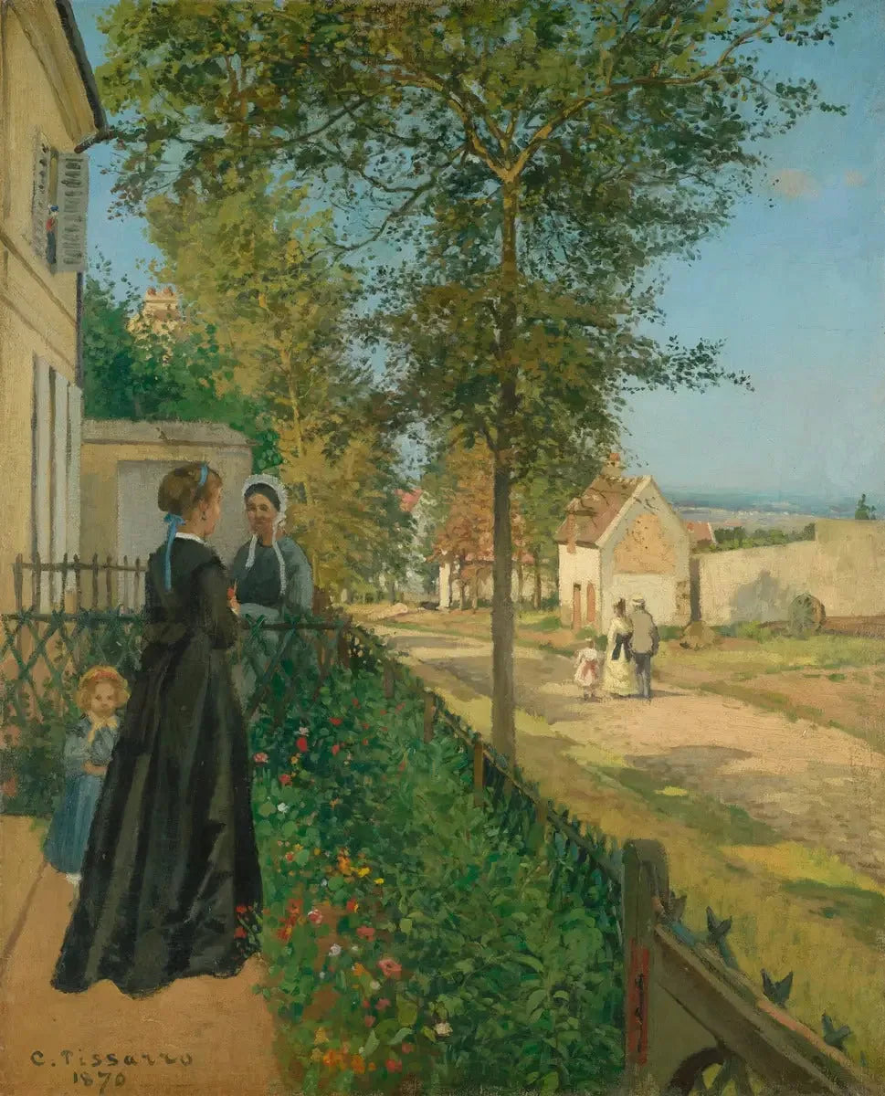 La Conversation, Louveciennes - Camille Pissarro image 1 reproduction de peinture à l’huile
