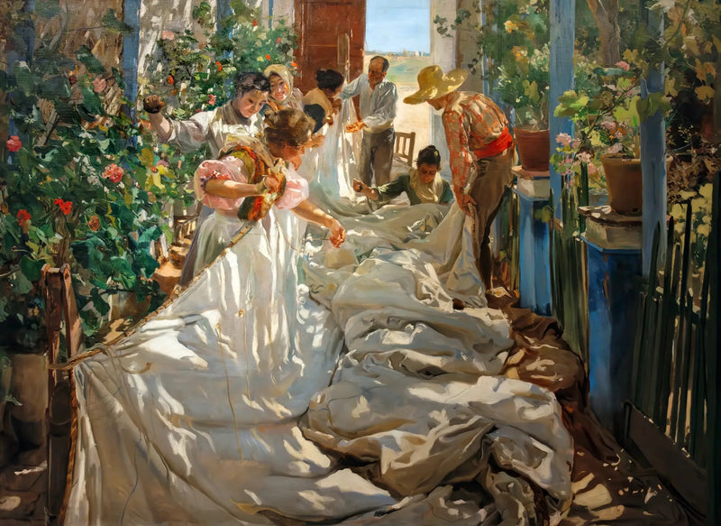 La Cucitura della vela - Joaquín Sorolla