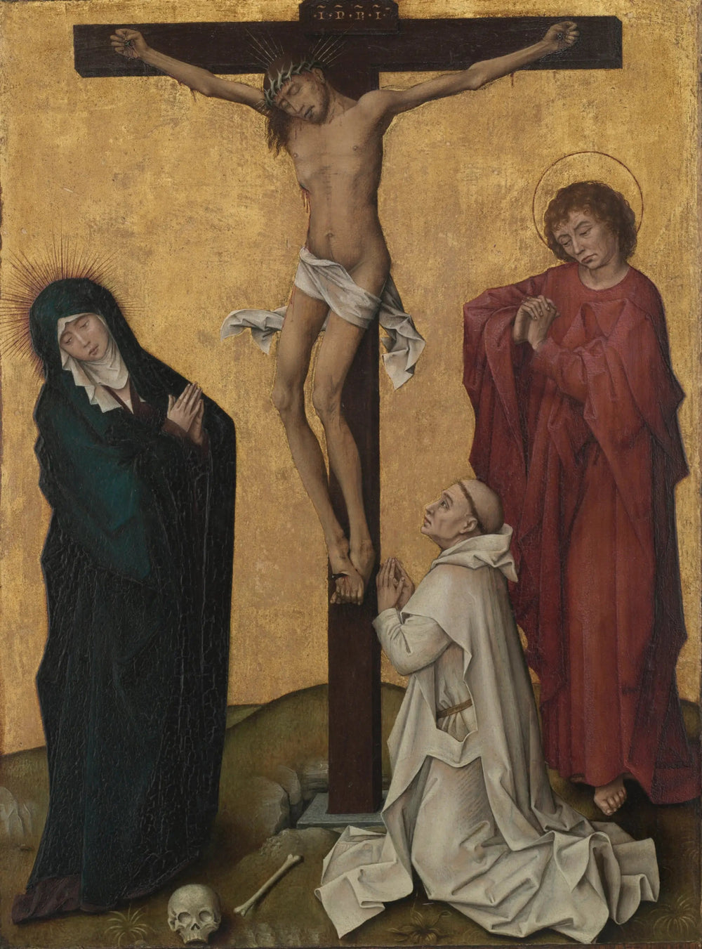 La Crucifixion avec un moine chartreux - Rogier van der Weyden image 1 copie de tableau peinte à la main