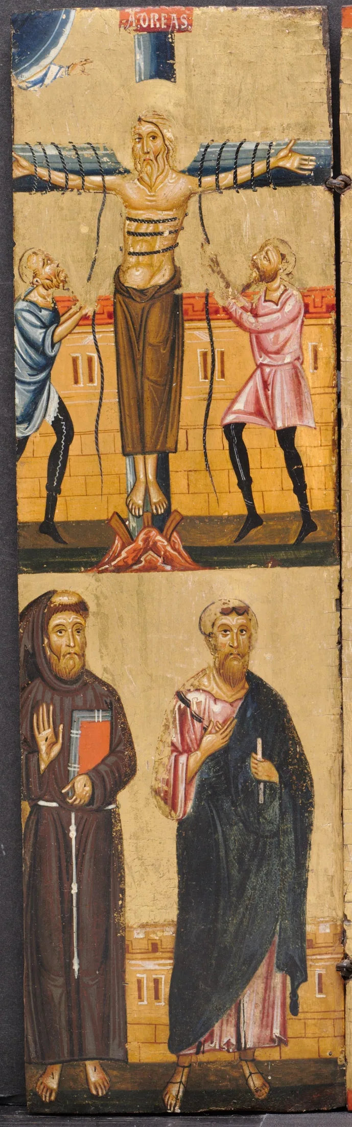 La Crocifissione di san Andrea, con san Francesco e san Paolo sotto - Berlinghiero Berlinghieri