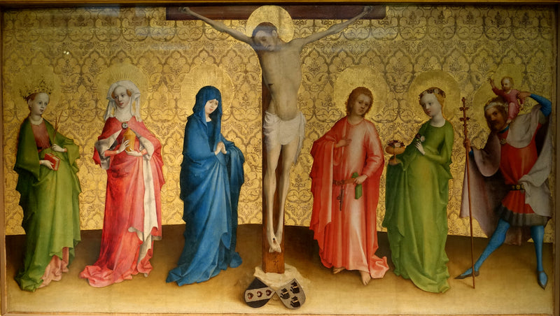 La crocifissione di Cristo con i santi - Stefan Lochner