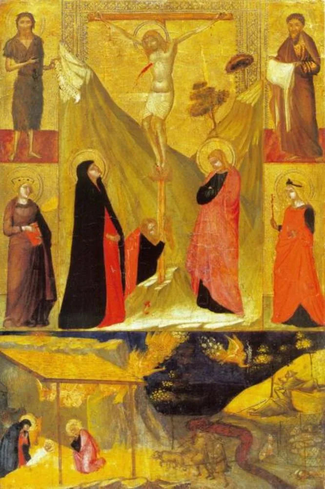 La Crocifissione, la Natività e i Santi - Ambrogio Lorenzetti