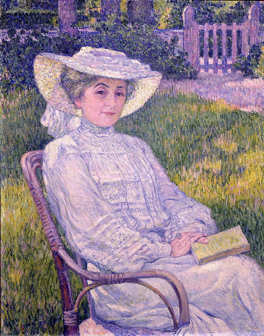 La signora in bianco che legge in giardino, Mortgat - Theo van Rysselberghe