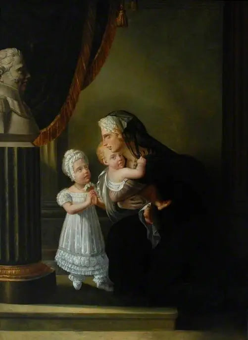 La duchesse de Berri e i suoi due figli che pregano davanti a un busto del suo marito - François Gérard