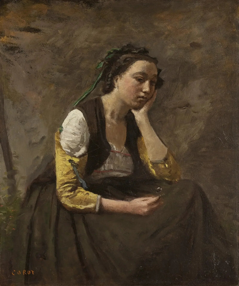 La donna al pensiero - Jean-Baptiste Camille Corot