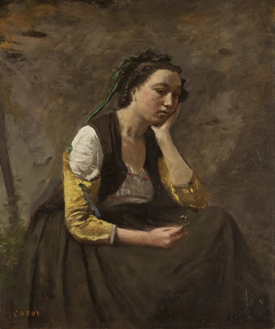 La donna al pensiero - Jean-Baptiste Camille Corot