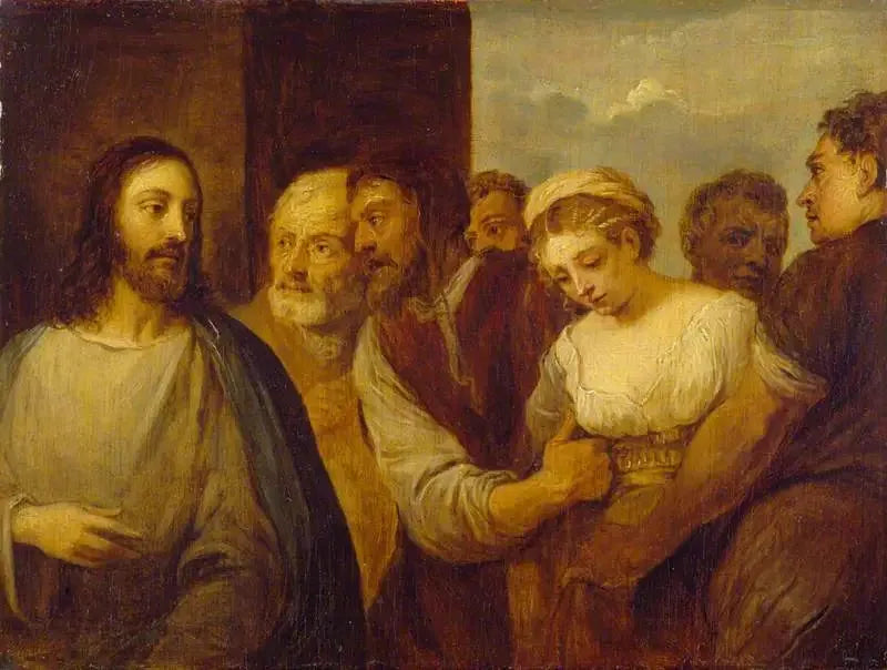 La Femme adultera (copie d'après Titien) - David Teniers le Jeune