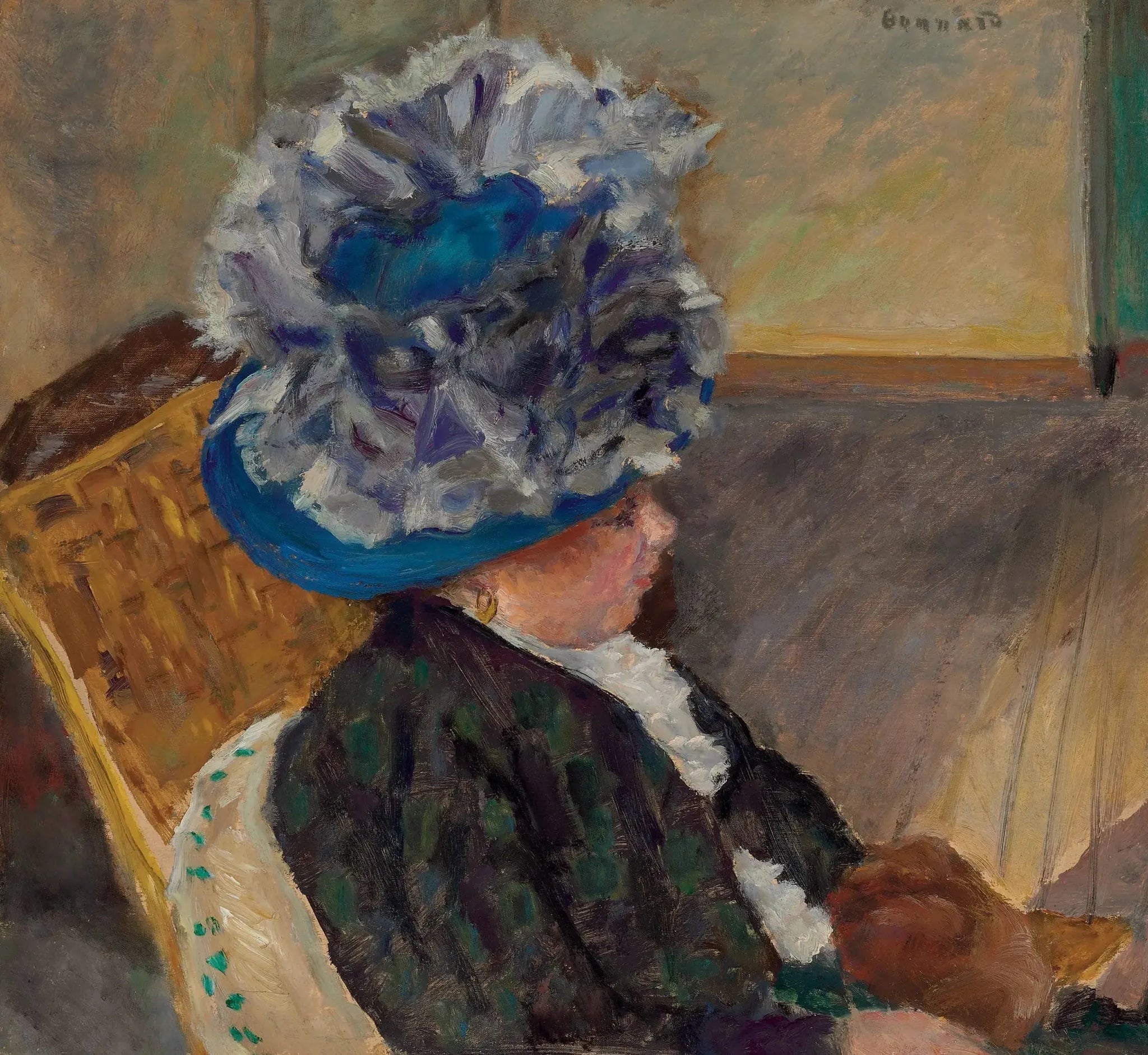 La femme au chapeau bleu - Pierre Bonnard image 1 reproduction artisanale de tableau