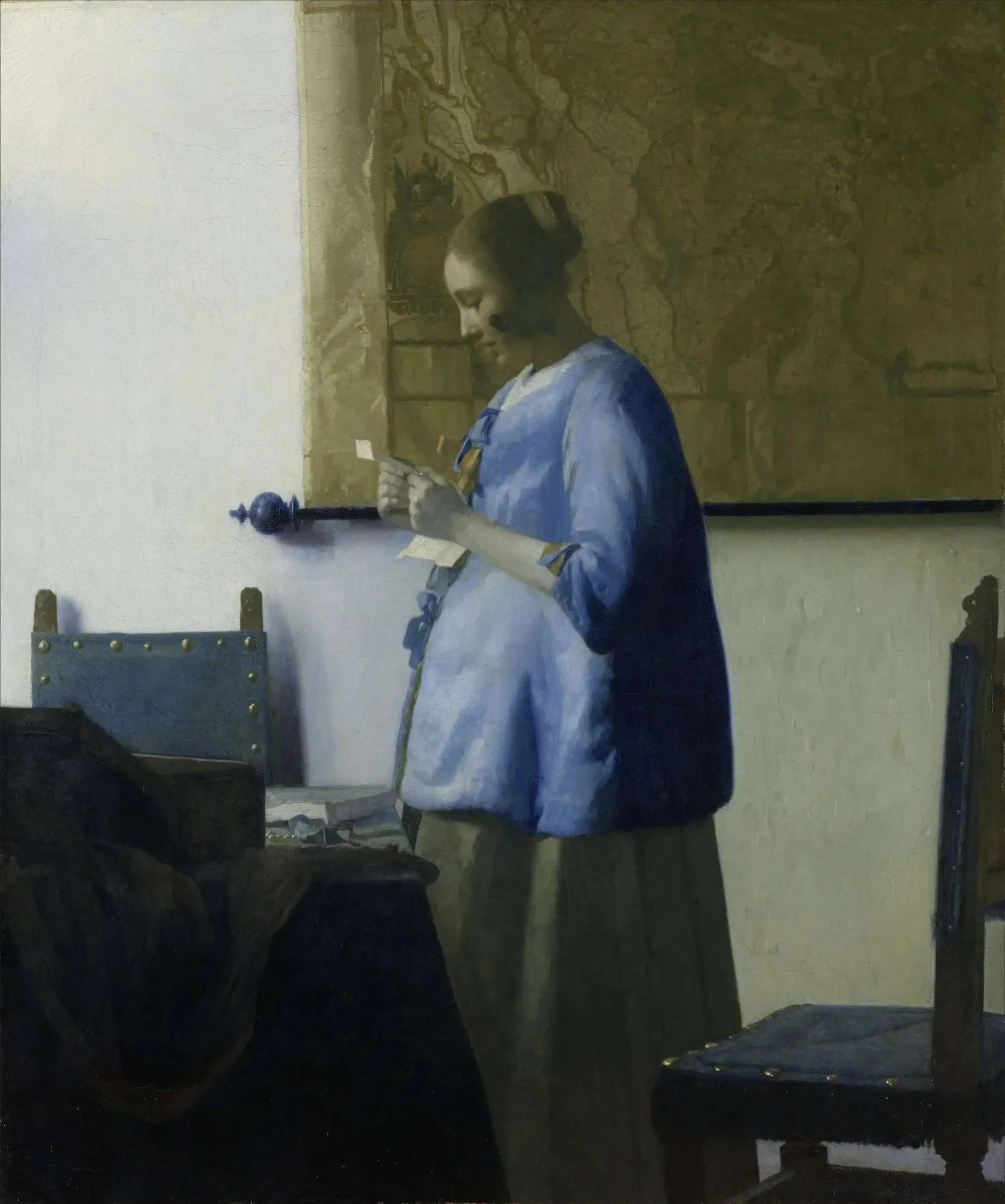 La Femme en bleu lisant une lettre - Johannes Vermeer image 1 reproduction artisanale de tableau