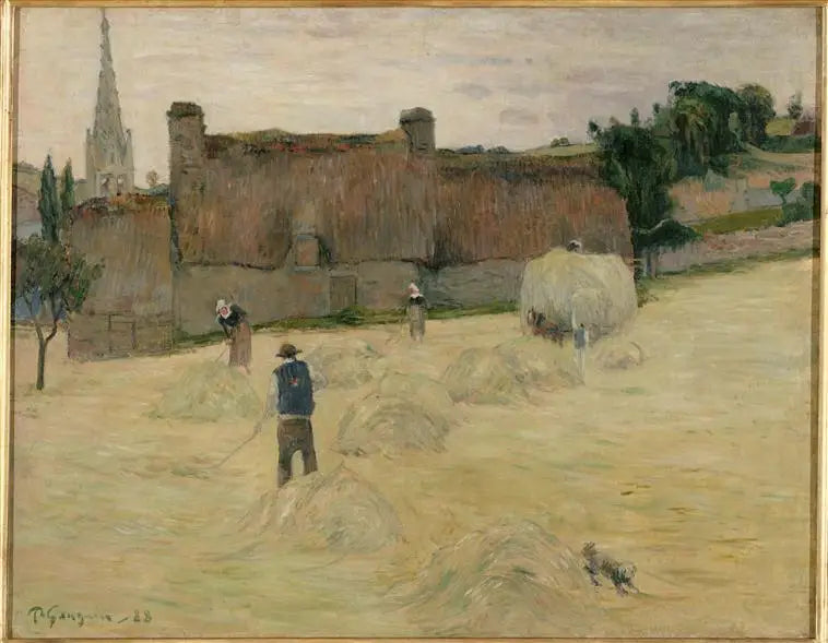 La Fienagione in Bretagna (retto) ; Bouquet di fiori davanti a una finestra aperta sul mare (rovescio) - Paul Gauguin