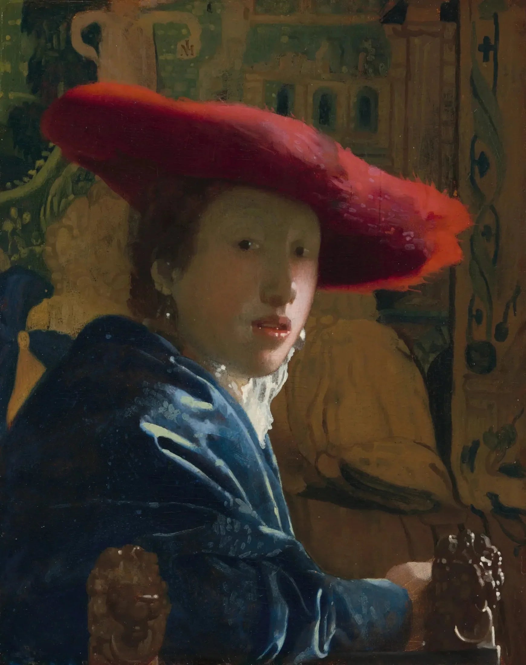 La Fille au chapeau rouge - Johannes Vermeer image 1 copie de tableau peinte à la main