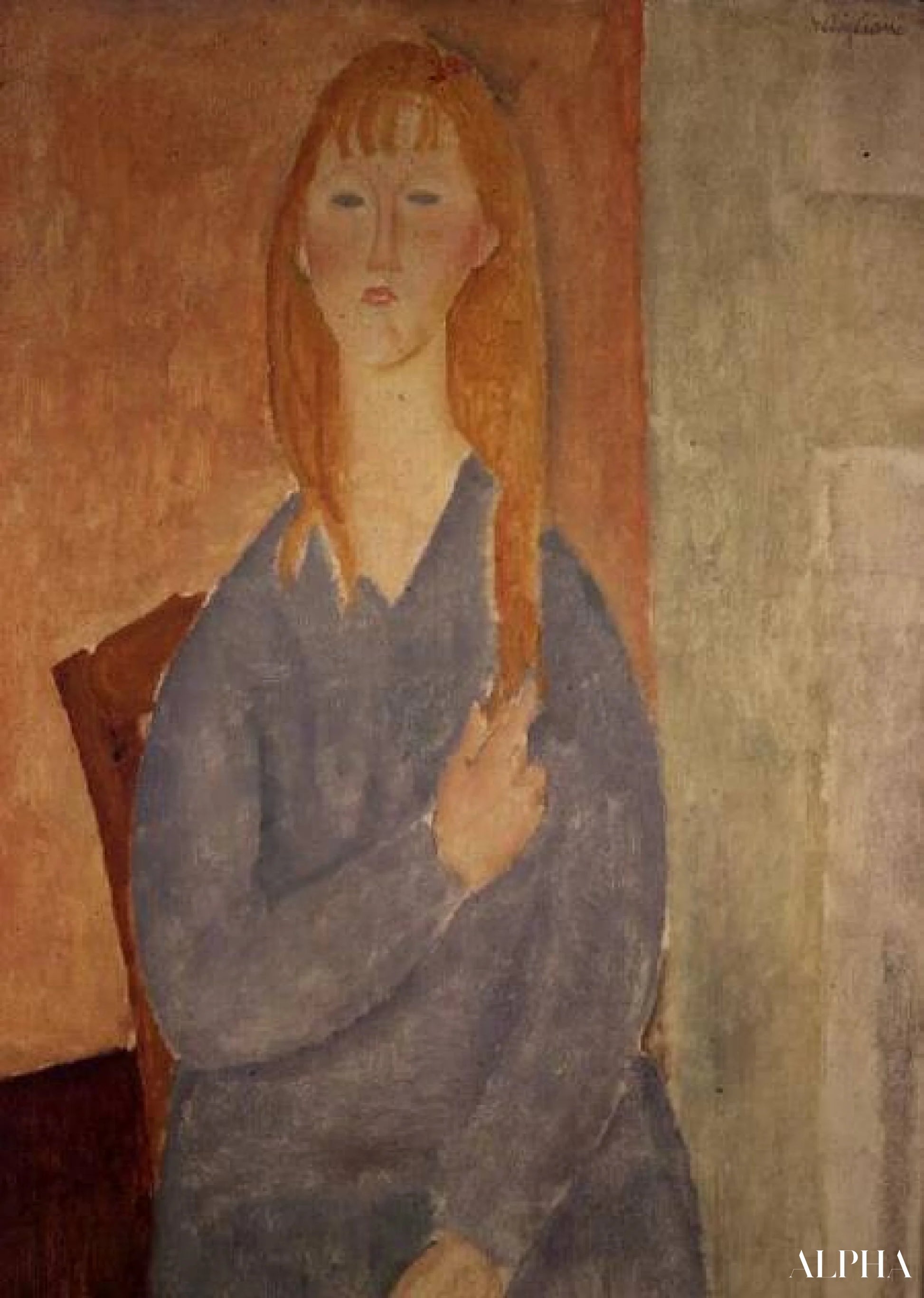 La ragazza in abito blu - Amadeo Modigliani - Riproduzioni di quadri e dipinti di alta gamma